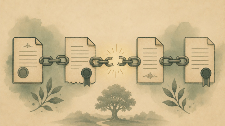Illustration of a broken chain representing an interrupted German citizenship claim