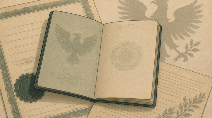 Illustration of a passport representing German citizenship by descent