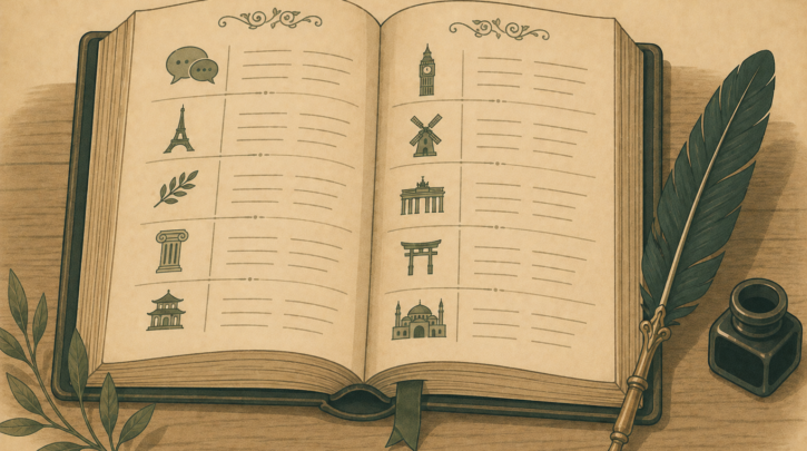 Illustration of an open German genealogy glossary reference book