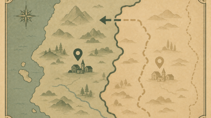 Illustration of Germany's shifted eastern border and lost territories