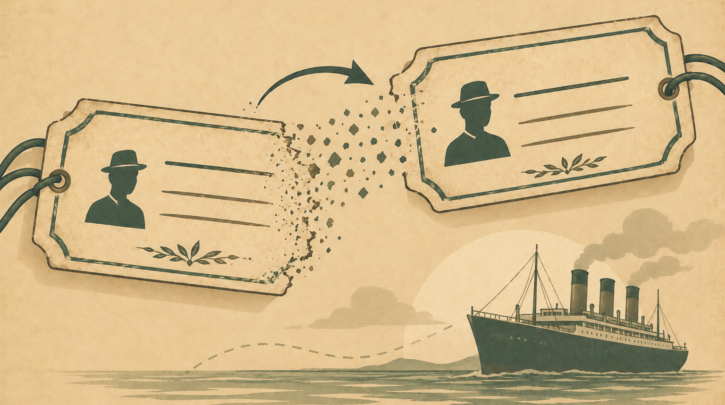 Illustration of a German surname changing spelling during immigration to America