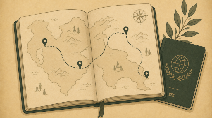 Illustration of planning a heritage trip route through Germany