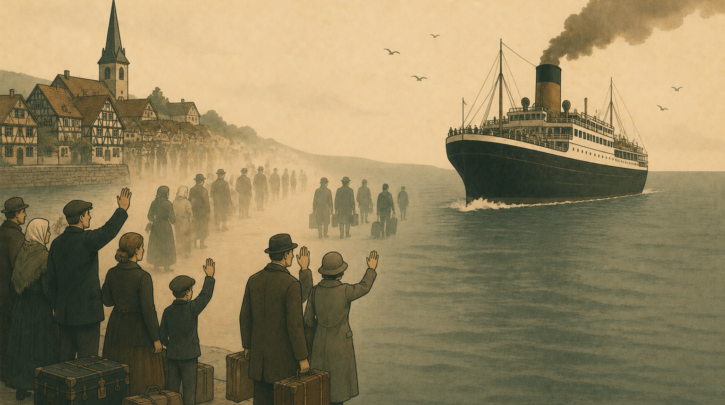 Illustration of the waves of German emigration to America