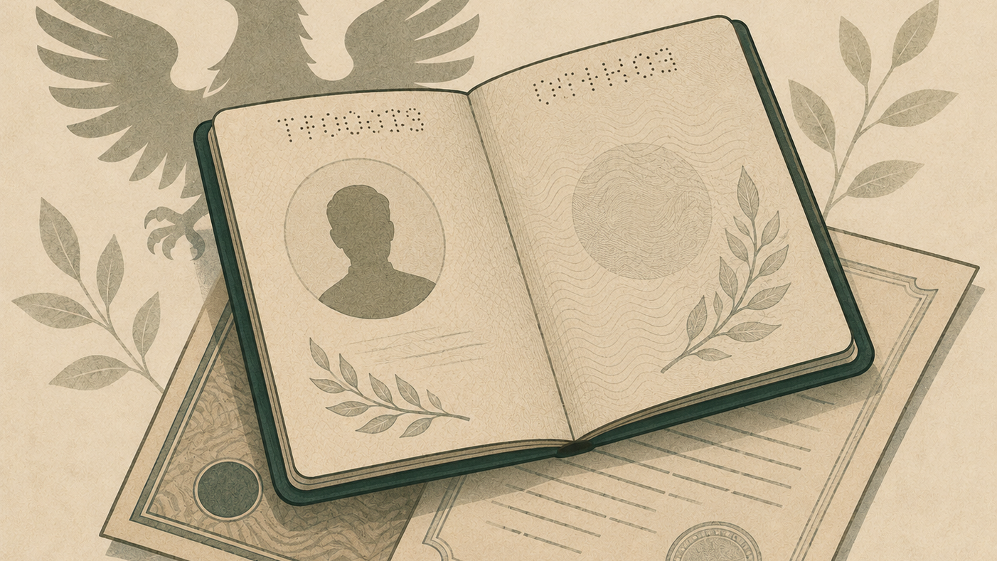 Illustration of a passport representing German citizenship by descent